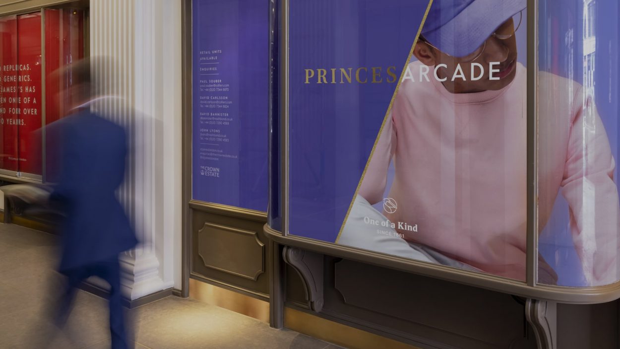 branding for princes arcade london - retail signage