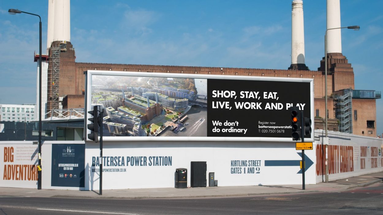 property marketing for battersea power station london - hoarding
